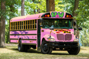 A mock-up of the Humanities on Wheels repurposed school bus, created by the MLW delegates.